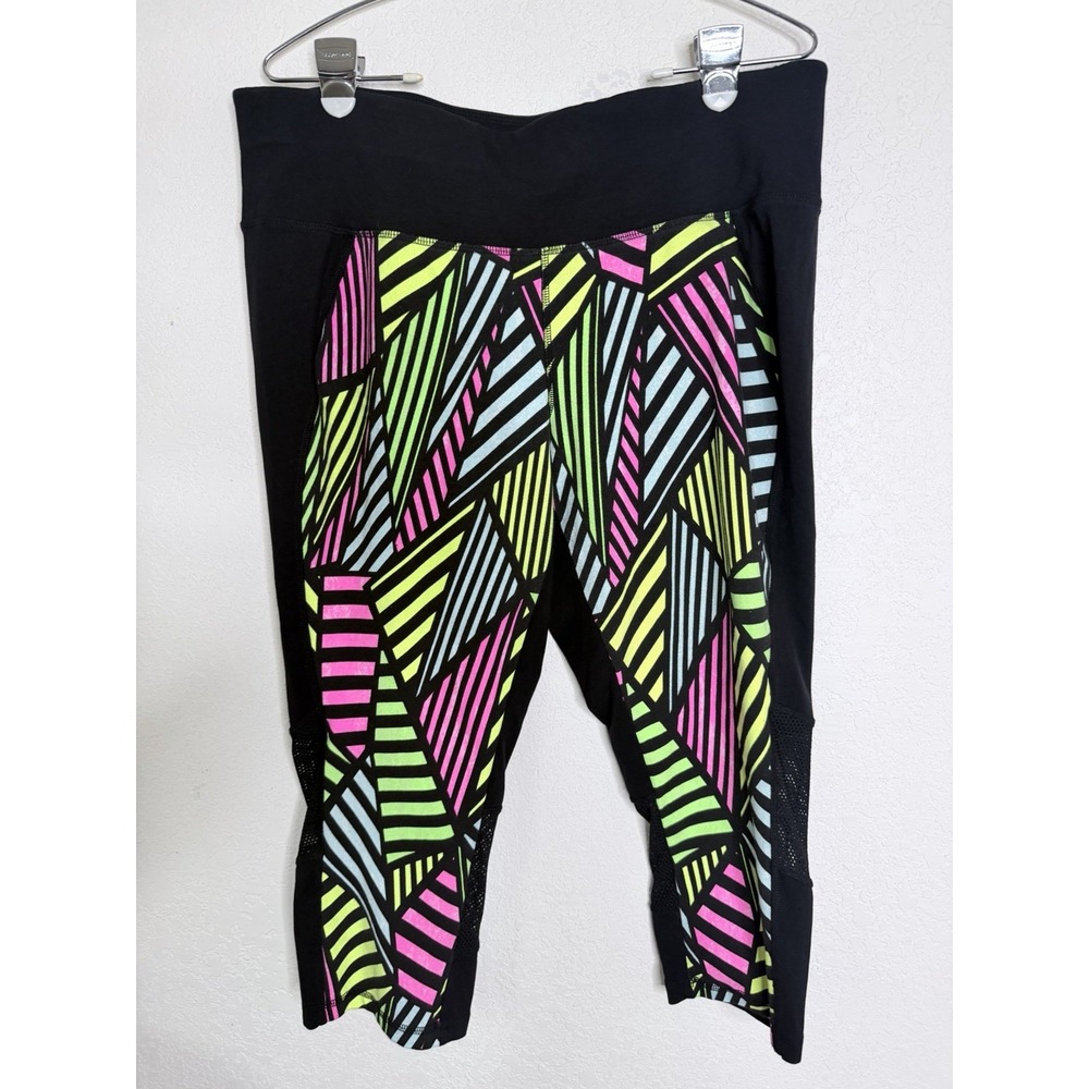 LIVI Active Lane Bryant Plus Size 18/20 Capri Leggings Neon Geometric Print Mesh